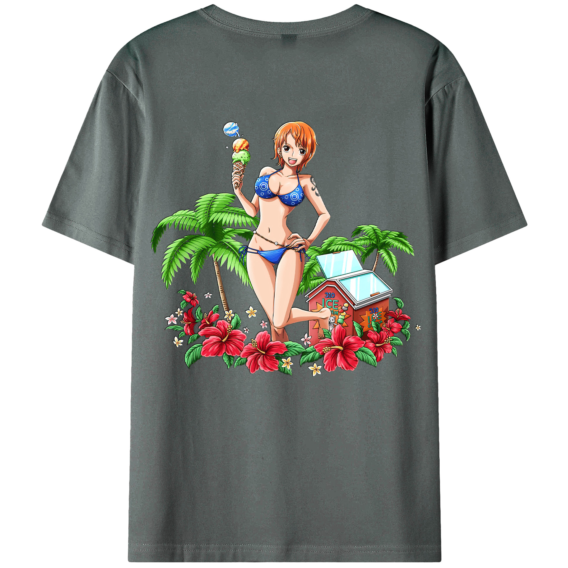 （画像用） ワンピース ナミ ONE PIECE Nami 綿100％ メンズ半袖Tシャツ（バックプリント） 通気性